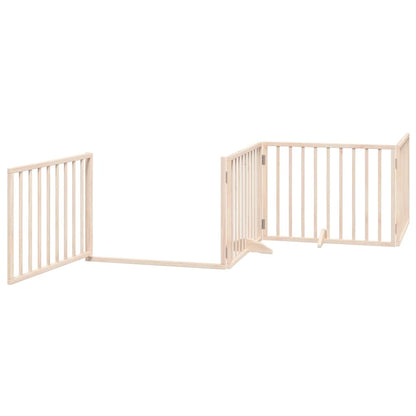 Hondenhek Inklapbaar Met Deur 4 Panelen 320 Cm Populierenhout 80 x 60 x 2 cm Naturel