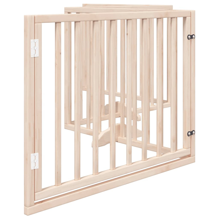 Hondenhek Inklapbaar Met Deur 4 Panelen 320 Cm Populierenhout 80 x 60 x 2 cm Naturel