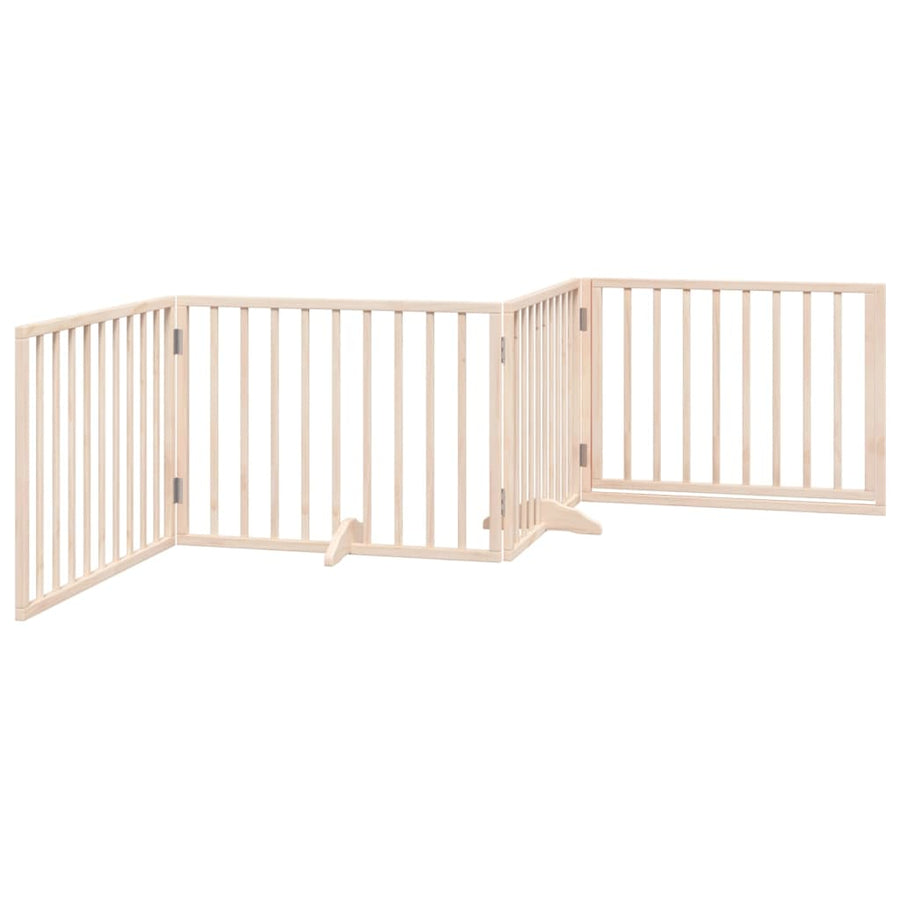 Hondenhek Inklapbaar Met Deur 4 Panelen 320 Cm Populierenhout 80 x 60 x 2 cm Naturel