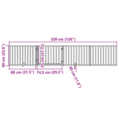 Hondenhek Inklapbaar Met Deur 4 Panelen 320 Cm Populierenhout 80 x 60 x 2 cm Naturel