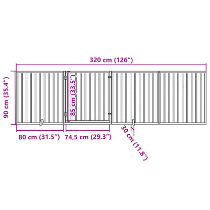 Hondenhek inklapbaar met deur 4 panelen 320 cm populierenhout