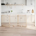 Foldable Dog Gate with Door, 4 Panels, 320 cm, Poplar Wood