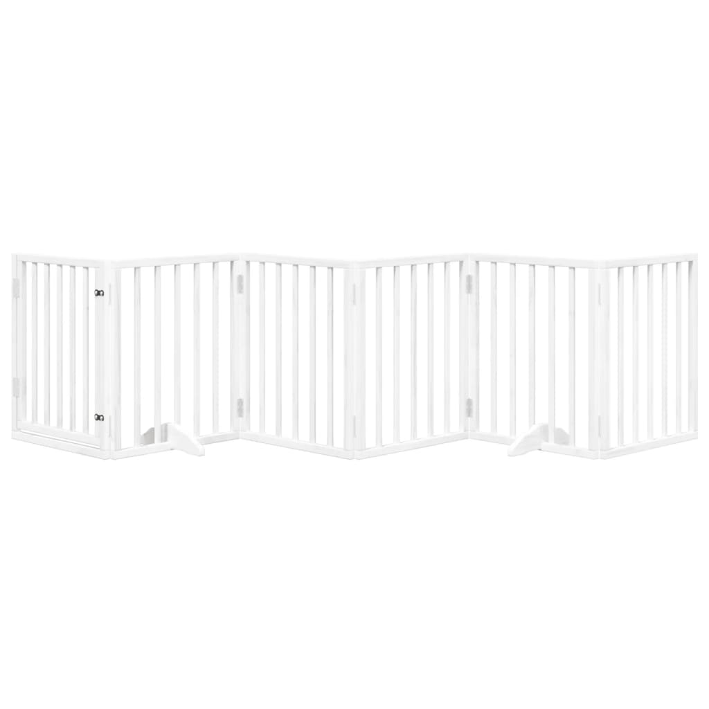 Hondenhek Inklapbaar Met Deur 6 Panelen 300 Cm Populierhout 50 x 60 x 2 cm Wit
