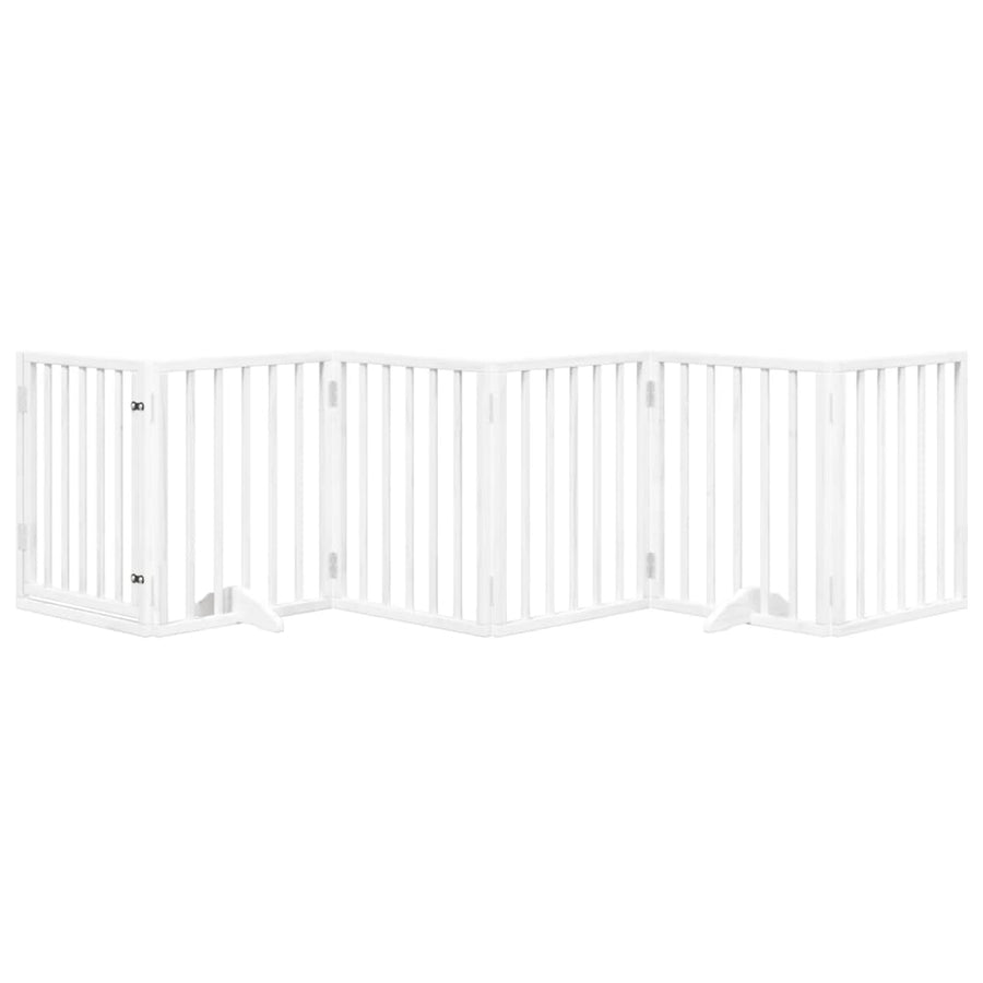 Hondenhek Inklapbaar Met Deur 6 Panelen 300 Cm Populierhout 50 x 60 x 2 cm Wit