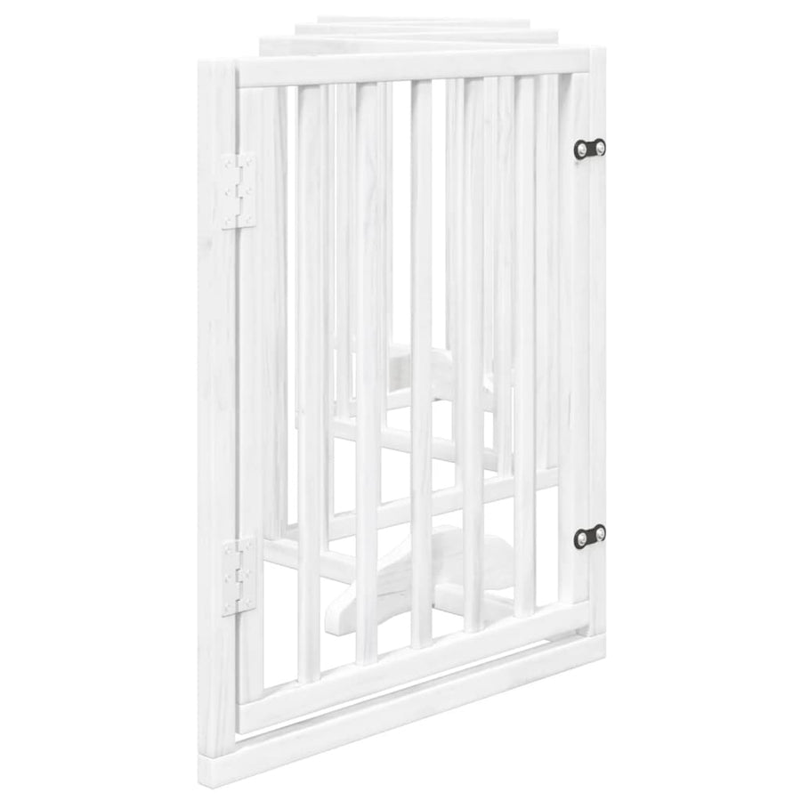 Hondenhek Inklapbaar Met Deur 6 Panelen 300 Cm Populierhout 50 x 60 x 2 cm Wit