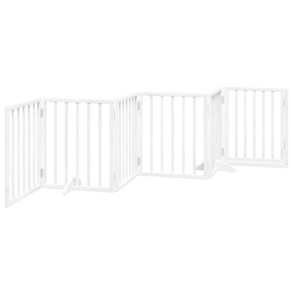 Hondenhek Inklapbaar Met Deur 6 Panelen 300 Cm Populierhout 50 x 60 x 2 cm Wit