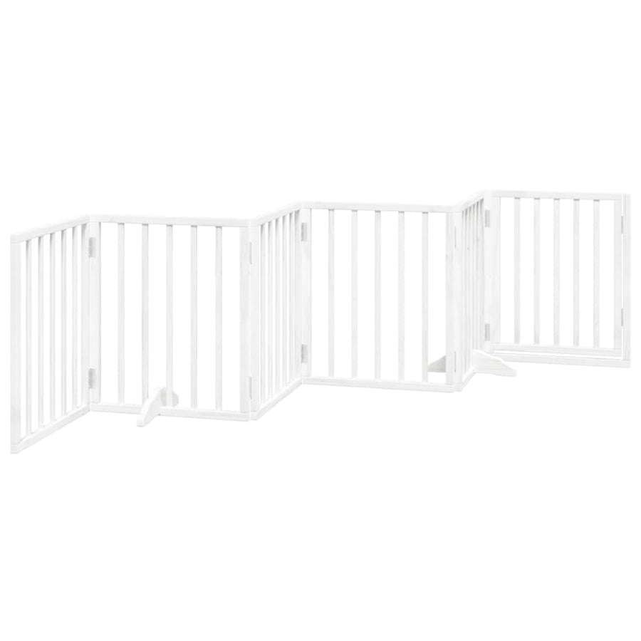 Hondenhek Inklapbaar Met Deur 6 Panelen 300 Cm Populierhout 50 x 60 x 2 cm Wit