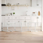 Foldable dog gate with door 6 panels 300 cm poplar wood white