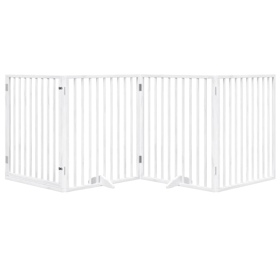 Hondenhek inklapbaar met deur 4 panelen 320 cm populierhout wit