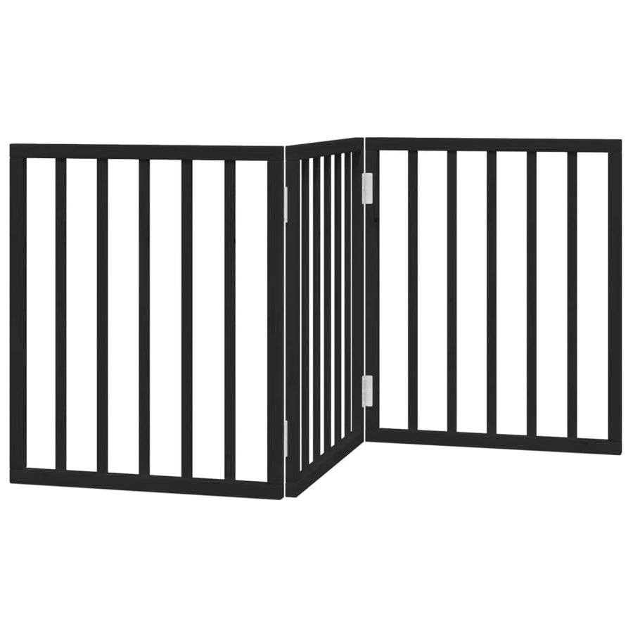 Hondenhek Inklapbaar 3 Panelen 150 Cm Populierenhout 50 x 60 x 2 cm Zwart