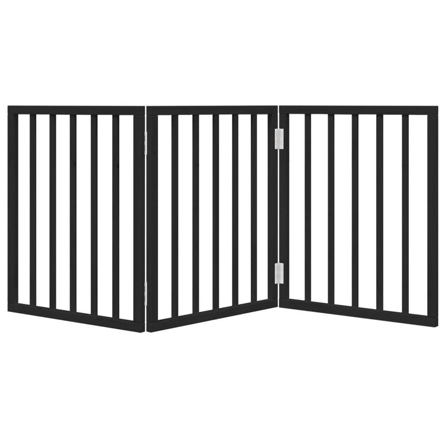 Hondenhek Inklapbaar 3 Panelen 150 Cm Populierenhout 50 x 60 x 2 cm Zwart