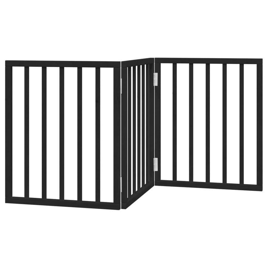 Hondenhek Inklapbaar 3 Panelen 150 Cm Populierenhout 50 x 60 x 2 cm Zwart