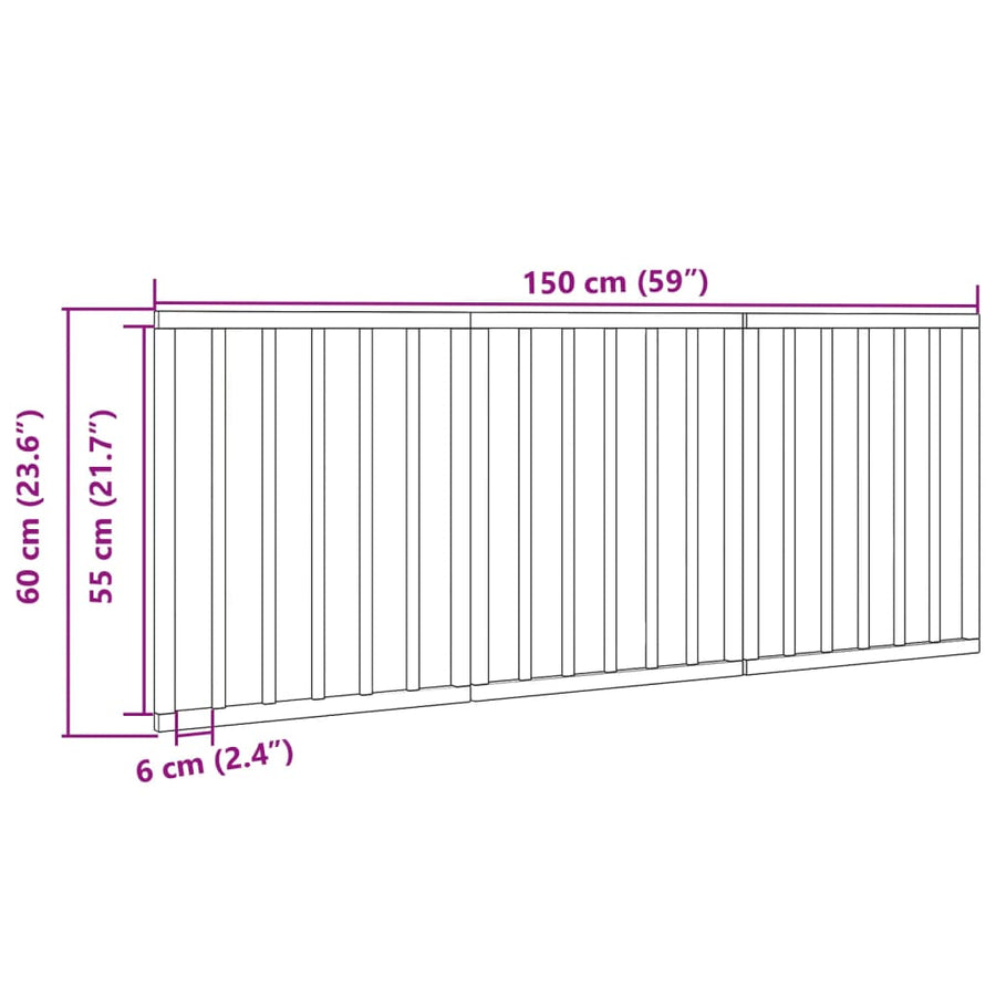 Hondenhek Inklapbaar 3 Panelen 150 Cm Populierenhout 50 x 60 x 2 cm Zwart
