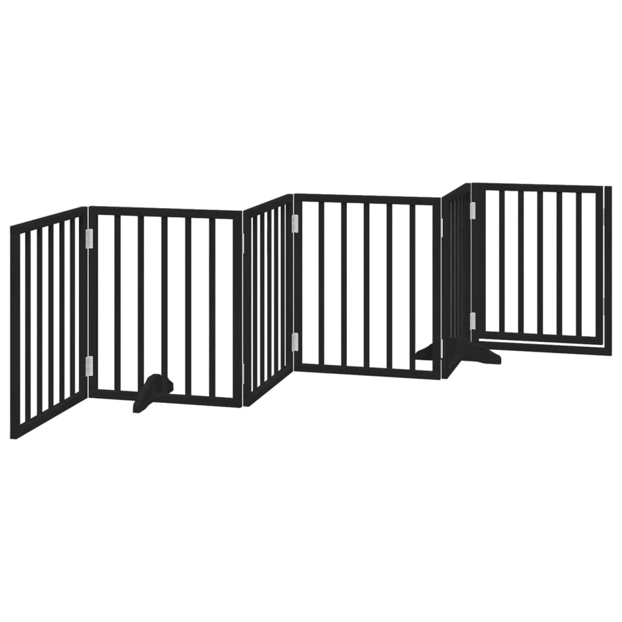Hondenhek Inklapbaar 6 Panelen 300 Cm Populierenhout 50 x 60 x 2 cm Zwart