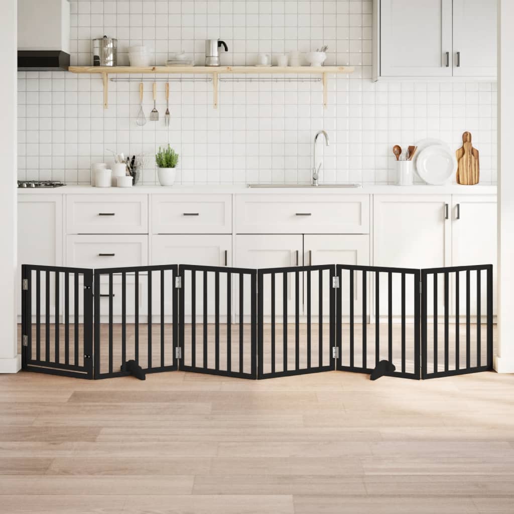 Hondenhek Inklapbaar 6 Panelen 300 Cm Populierenhout 50 x 60 x 2 cm Zwart