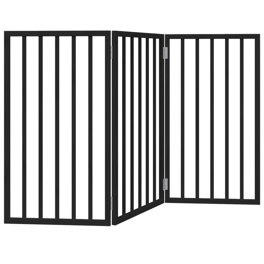 Hondenhek Inklapbaar 3 Panelen 150 Cm Populierenhout 50 x 90 x 2 cm Zwart