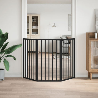 Hondenhek Inklapbaar 3 Panelen 150 Cm Populierenhout 50 x 90 x 2 cm Zwart