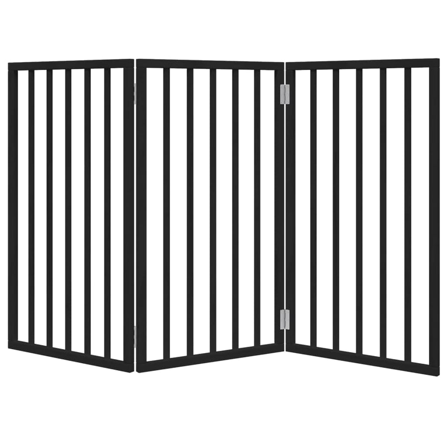 Hondenhek Inklapbaar 3 Panelen 150 Cm Populierenhout 50 x 90 x 2 cm Zwart