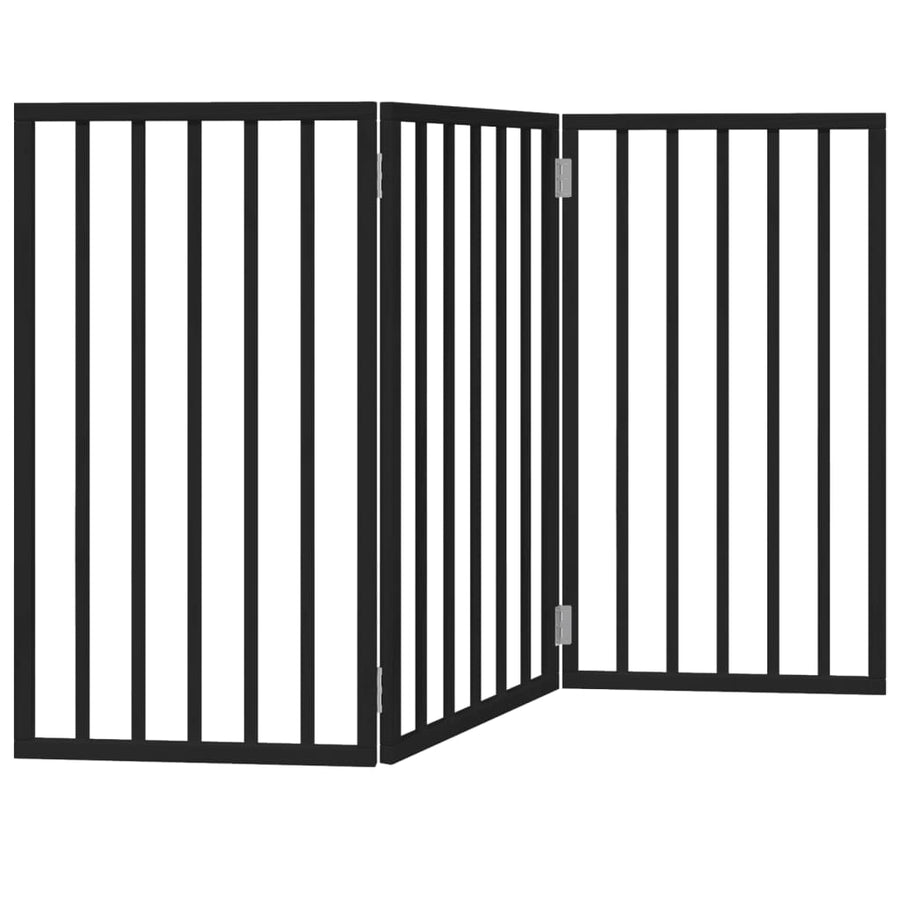 Hondenhek Inklapbaar 3 Panelen 150 Cm Populierenhout 50 x 90 x 2 cm Zwart