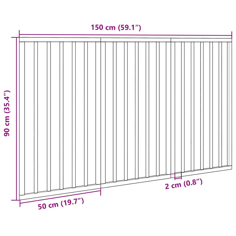Hondenhek Inklapbaar 3 Panelen 150 Cm Populierenhout 50 x 90 x 2 cm Zwart