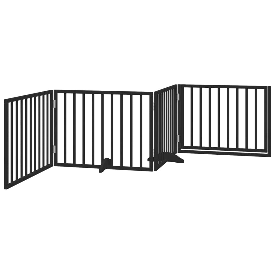 Hondenhek Inklapbaar 4 Panelen 320 Cm Populierenhout 80 x 60 x 2 cm Zwart