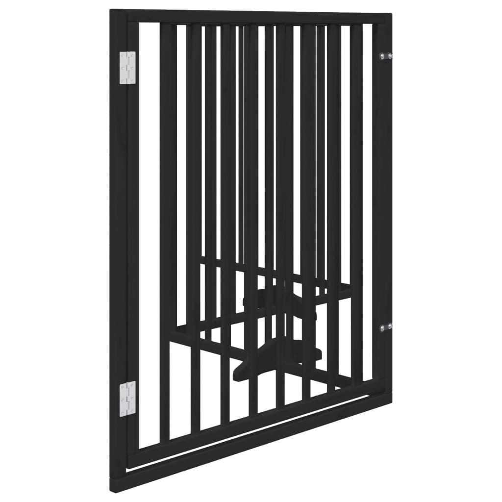 Hondenhek Inklapbaar 4 Panelen 320 Cm Populierenhout 80 x 90 x 2 cm Zwart