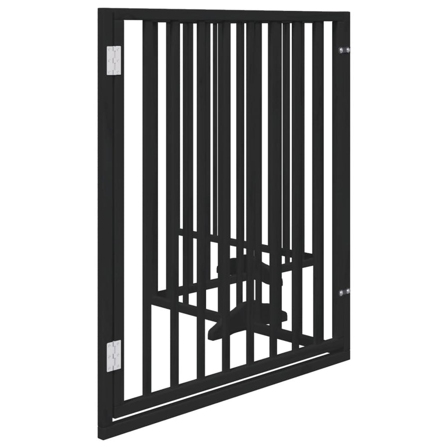 Hondenhek Inklapbaar 4 Panelen 320 Cm Populierenhout 80 x 90 x 2 cm Zwart