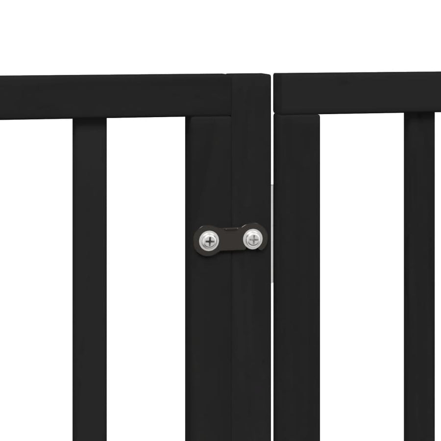 Hondenhek Inklapbaar 4 Panelen 320 Cm Populierenhout 80 x 90 x 2 cm Zwart