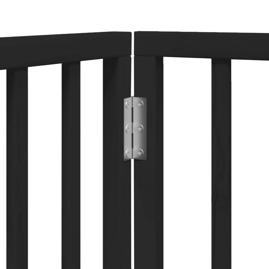 Hondenhek Inklapbaar 4 Panelen 320 Cm Populierenhout 80 x 90 x 2 cm Zwart