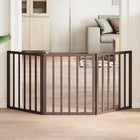 Foldable Dog Gate 3 Panels 150 cm Poplar Wood Brown