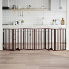 Dog Gate with Door Foldable 6 Panels Brown 300 cm Poplar Wood
