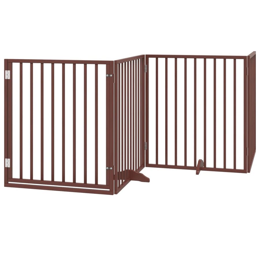 Hondenhek Inklapbaar 4 Panelen 320 Cm Populierenhout 80 x 90 x 2 cm Bruin