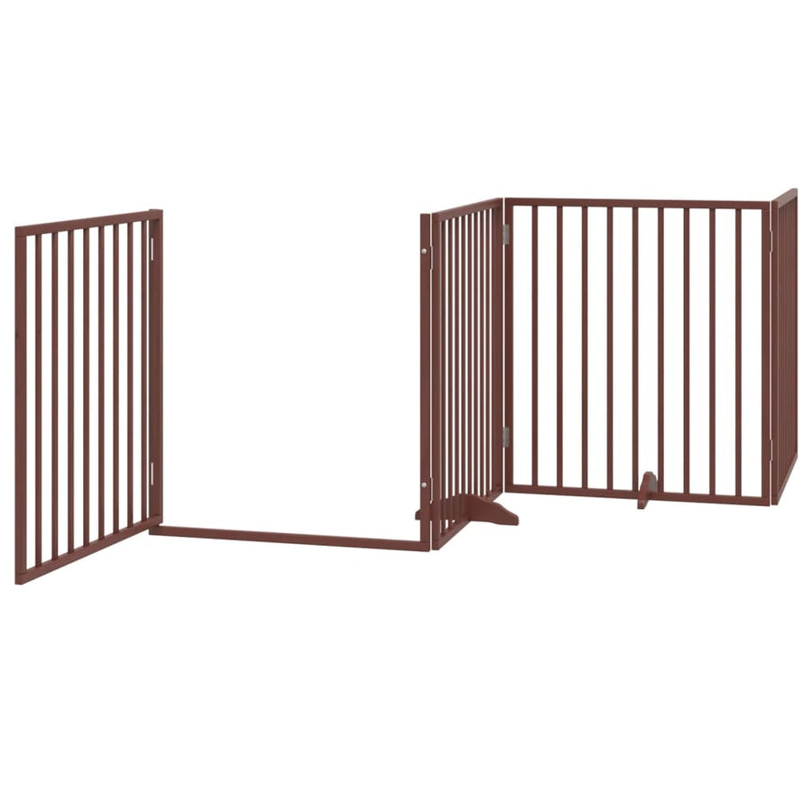 Hondenhek Inklapbaar 4 Panelen 320 Cm Populierenhout 80 x 90 x 2 cm Bruin