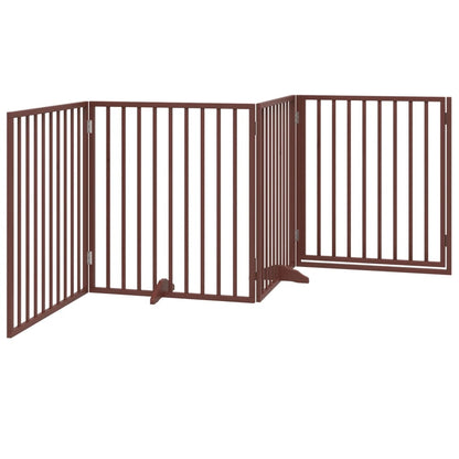 Hondenhek Inklapbaar 4 Panelen 320 Cm Populierenhout 80 x 90 x 2 cm Bruin