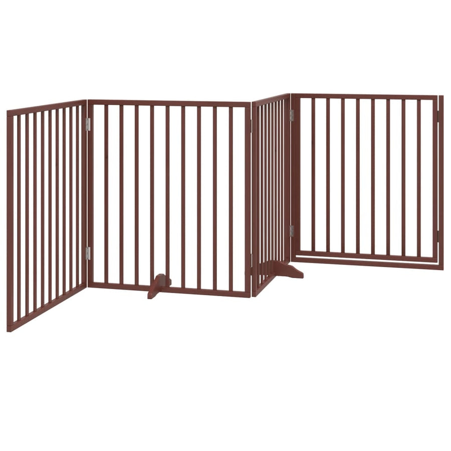 Hondenhek Inklapbaar 4 Panelen 320 Cm Populierenhout 80 x 90 x 2 cm Bruin