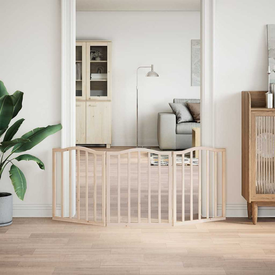 Hondenhek Inklapbaar 3 Panelen 150 Cm Populierenhout 50 x 60 x 2 cm Naturel