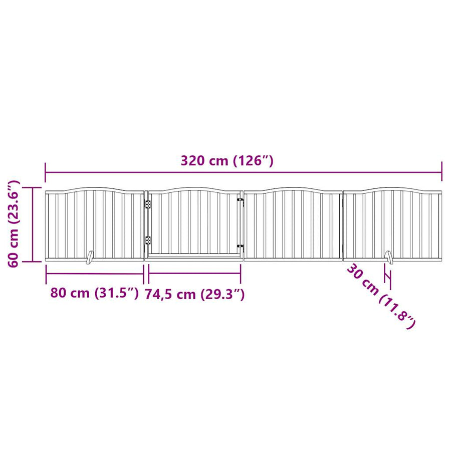 Hondenhek inklapbaar met deur 4 panelen 320 cm populierenhout