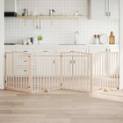 Foldable dog gate with door 4 panels 320 cm poplar wood