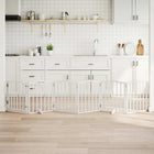 Foldable dog gate with door 6 panels 300 cm poplar wood white