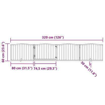 Hondenhek inklapbaar met deur 4 panelen 320 cm populierhout wit
