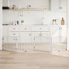 Foldable Dog Gate with Door 4 Panels 320 cm Poplar Wood White