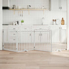 Foldable Dog Gate with Door 4 Panels 320 cm Poplar Wood White
