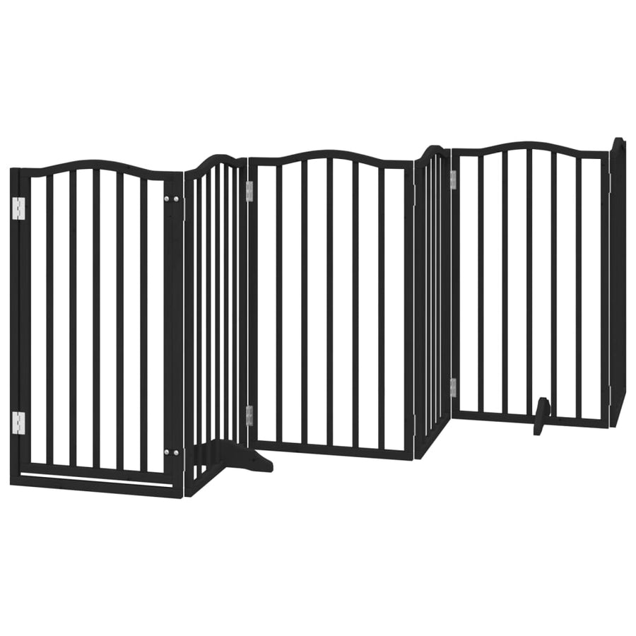 Hondenhek Inklapbaar 6 Panelen 300 Cm Populierenhout 50 x 90 x 2 cm Zwart