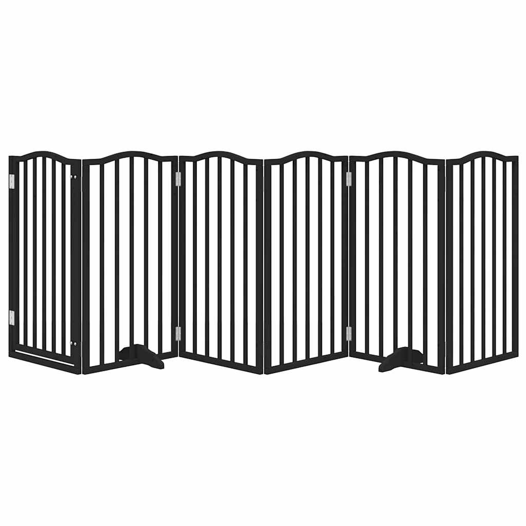 Hondenhek Inklapbaar 6 Panelen 300 Cm Populierenhout 50 x 90 x 2 cm Zwart