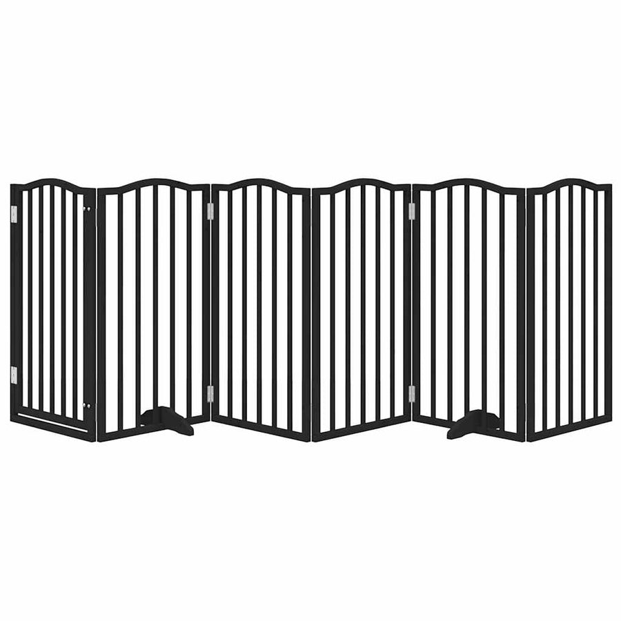 Hondenhek Inklapbaar 6 Panelen 300 Cm Populierenhout 50 x 90 x 2 cm Zwart
