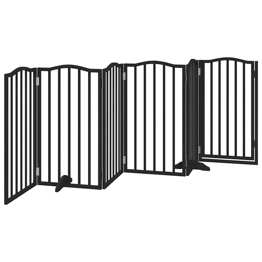 Hondenhek Inklapbaar 6 Panelen 300 Cm Populierenhout 50 x 90 x 2 cm Zwart
