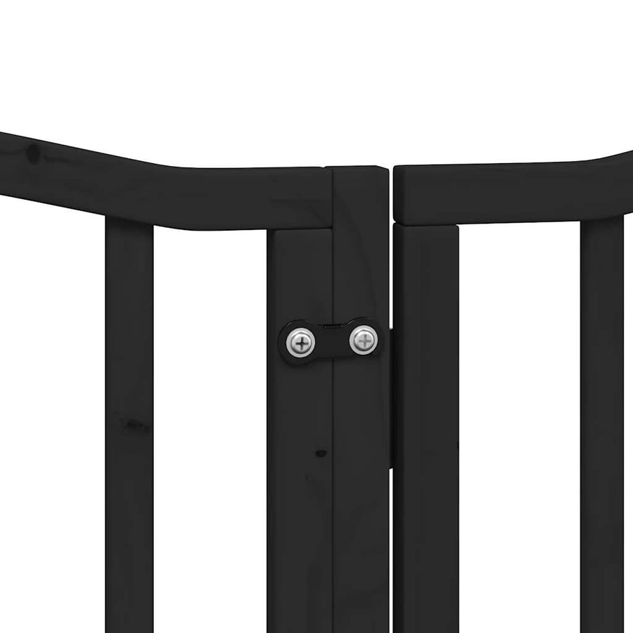 Hondenhek Inklapbaar 6 Panelen 300 Cm Populierenhout 50 x 90 x 2 cm Zwart