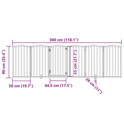 Hondenhek Inklapbaar 6 Panelen 300 Cm Populierenhout 50 x 90 x 2 cm Zwart