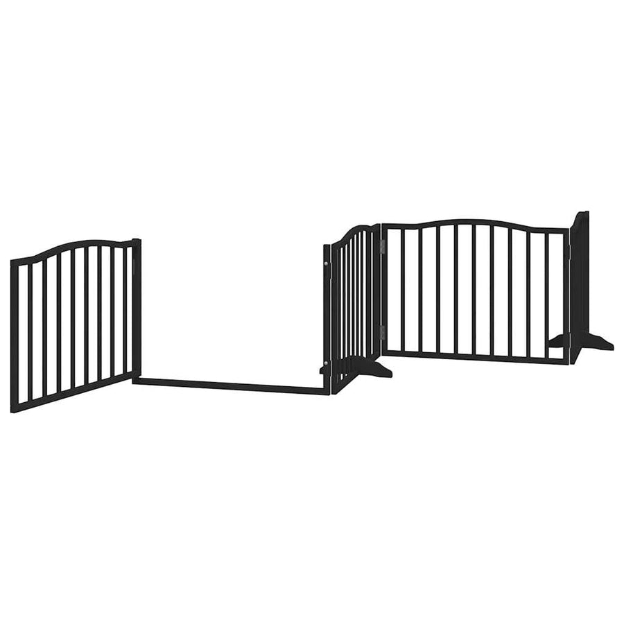 Hondenhek Inklapbaar 4 Panelen 320 Cm Populierenhout 80 x 60 x 2 cm Zwart