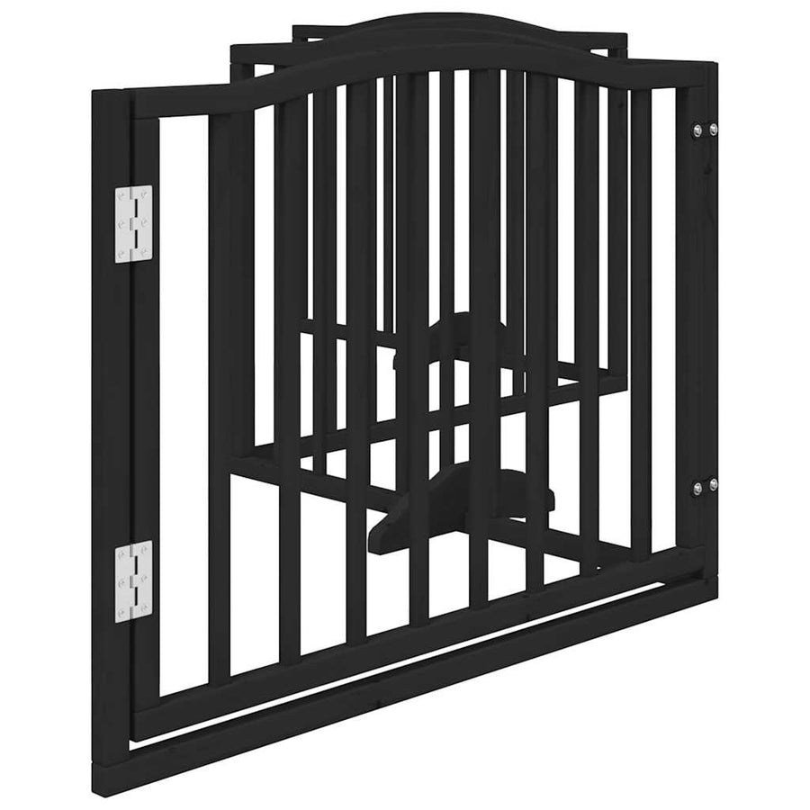 Hondenhek Inklapbaar 4 Panelen 320 Cm Populierenhout 80 x 60 x 2 cm Zwart